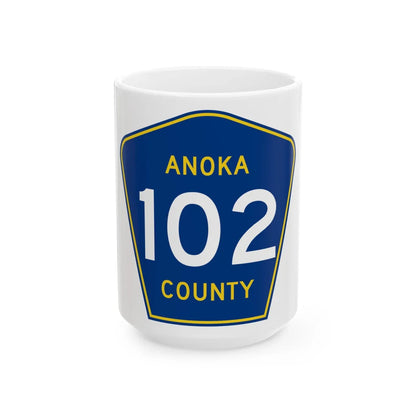 Anoka County 102 (Minnesota) (Road Sign) White Coffee Mug 15oz - Go Mug Yourself