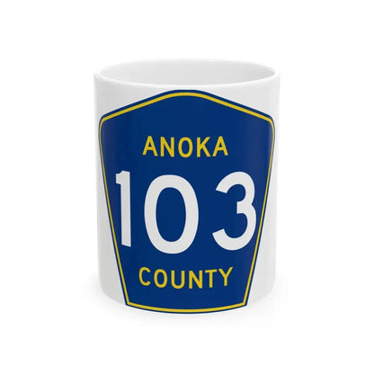Anoka County 103 (Minnesota) (Road Sign) White Coffee Mug 11oz - Go Mug Yourself