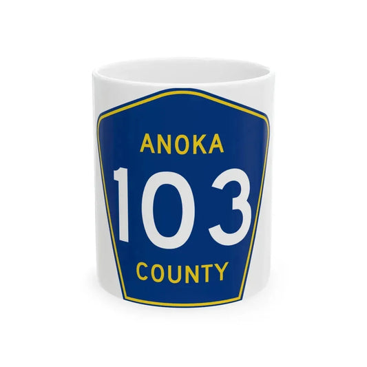 Anoka County 103 (Minnesota) (Road Sign) White Coffee Mug 11oz - Go Mug Yourself