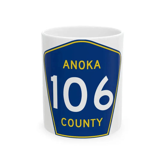 Anoka County 106 (Minnesota) (Road Sign) White Coffee Mug 11oz - Go Mug Yourself