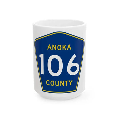 Anoka County 106 (Minnesota) (Road Sign) White Coffee Mug 15oz - Go Mug Yourself