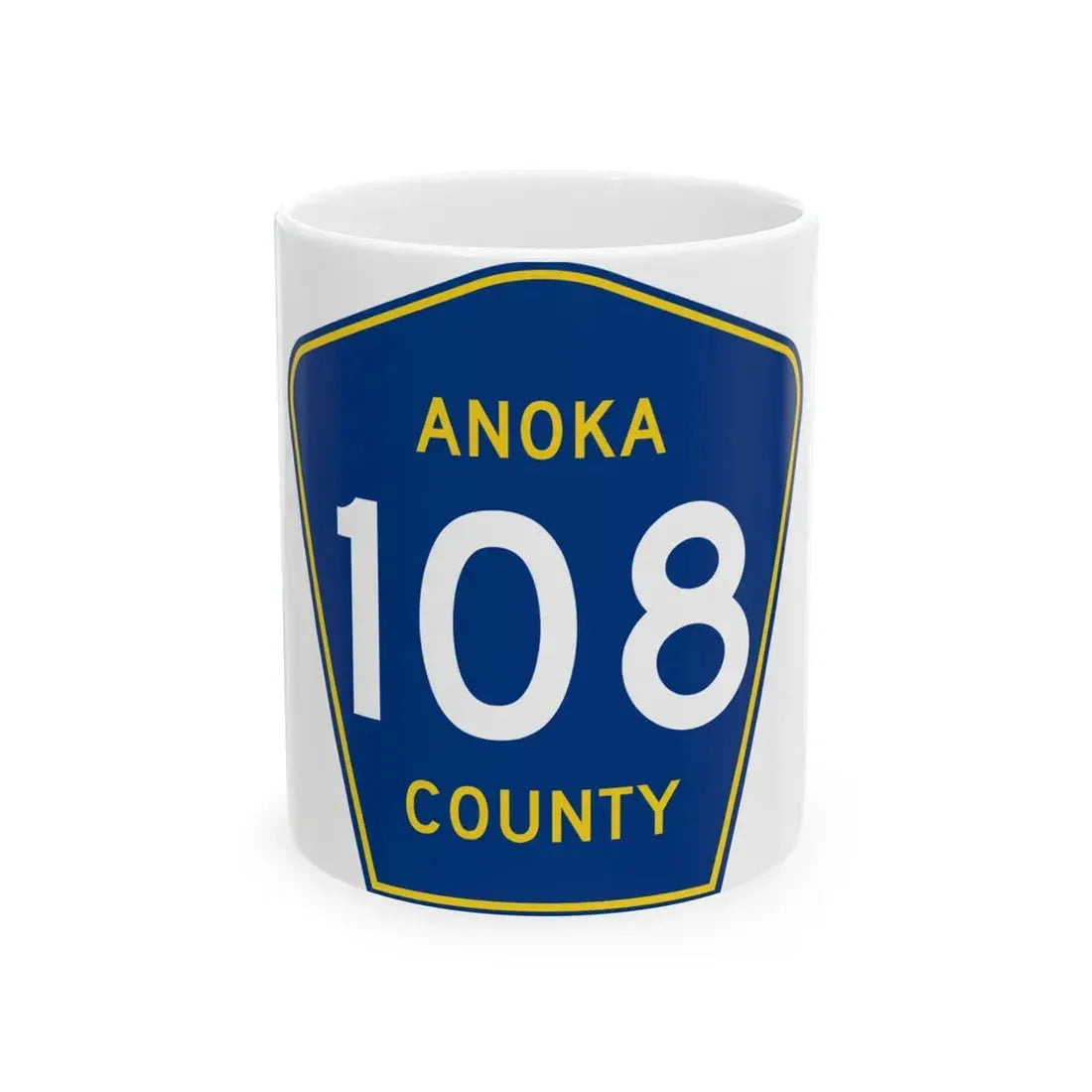 Anoka County 108 (Minnesota) (Road Sign) White Coffee Mug 11oz - Go Mug Yourself