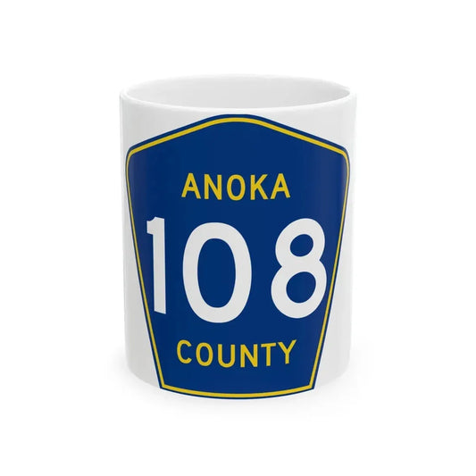 Anoka County 108 (Minnesota) (Road Sign) White Coffee Mug 11oz - Go Mug Yourself