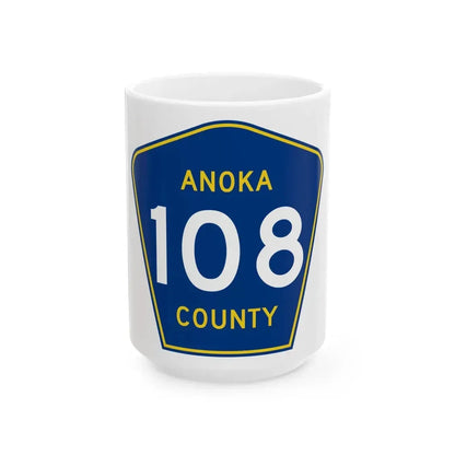 Anoka County 108 (Minnesota) (Road Sign) White Coffee Mug 15oz - Go Mug Yourself