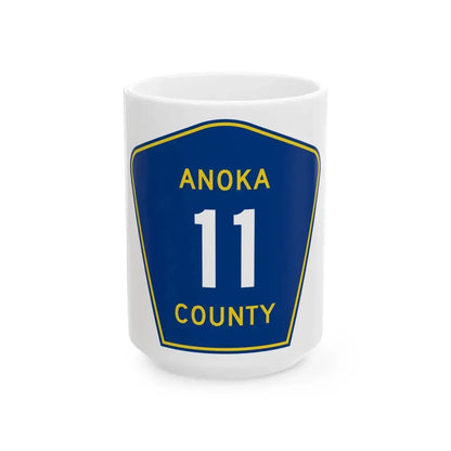 Anoka County 11 (Minnesota) (Road Sign) White Coffee Mug 15oz - Go Mug Yourself