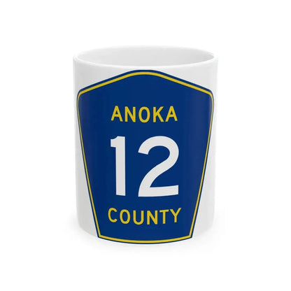 Anoka County 12 (Minnesota) (Road Sign) White Coffee Mug 11oz - Go Mug Yourself