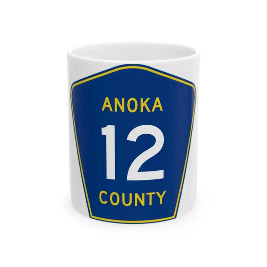 Anoka County 12 (Minnesota) (Road Sign) White Coffee Mug 11oz - Go Mug Yourself