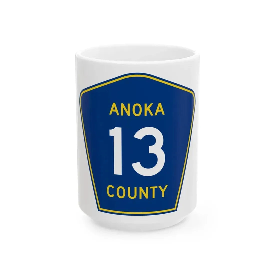 Anoka County 13 (Minnesota) (Road Sign) White Coffee Mug 15oz - Go Mug Yourself