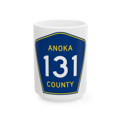 Anoka County 131 (Minnesota) (Road Sign) White Coffee Mug 15oz - Go Mug Yourself