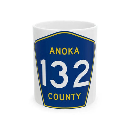 Anoka County 132 (Minnesota) (Road Sign) White Coffee Mug 11oz - Go Mug Yourself