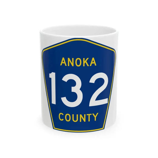 Anoka County 132 (Minnesota) (Road Sign) White Coffee Mug 11oz - Go Mug Yourself