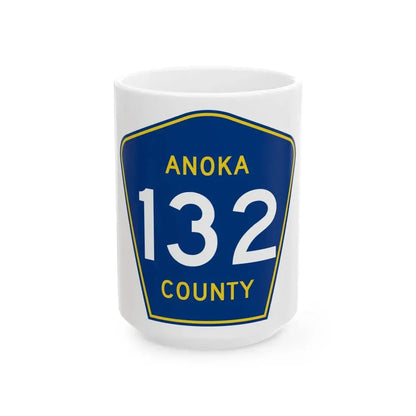 Anoka County 132 (Minnesota) (Road Sign) White Coffee Mug 15oz - Go Mug Yourself