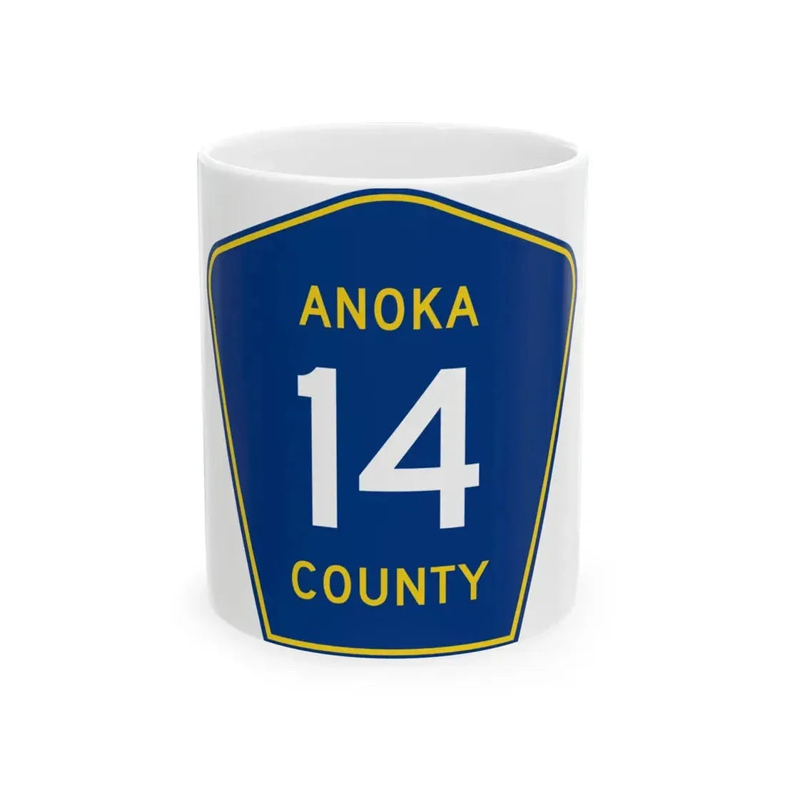 Anoka County 14 (Minnesota) (Road Sign) White Coffee Mug 11oz - Go Mug Yourself