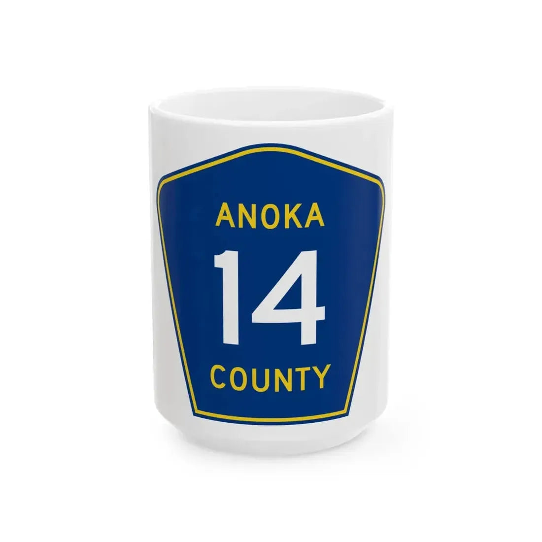 Anoka County 14 (Minnesota) (Road Sign) White Coffee Mug 15oz - Go Mug Yourself