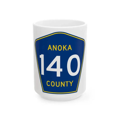 Anoka County 140 (Minnesota) (Road Sign) White Coffee Mug 15oz - Go Mug Yourself