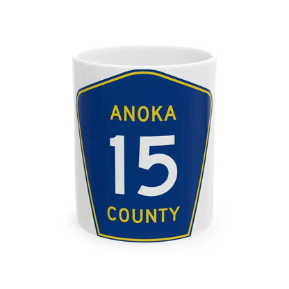 Anoka County 15 (Minnesota) (Road Sign) White Coffee Mug 11oz - Go Mug Yourself
