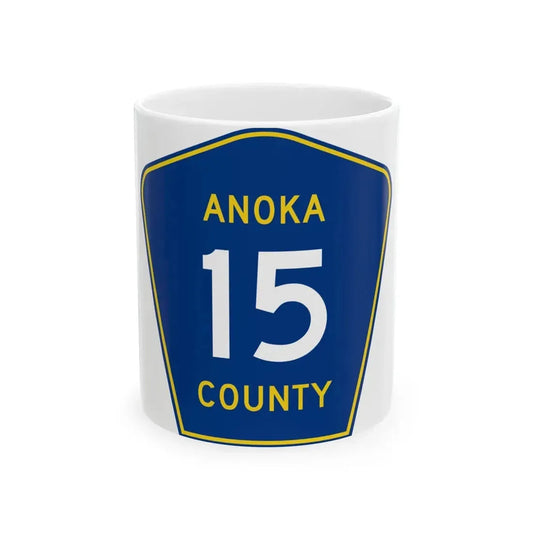 Anoka County 15 (Minnesota) (Road Sign) White Coffee Mug 11oz - Go Mug Yourself
