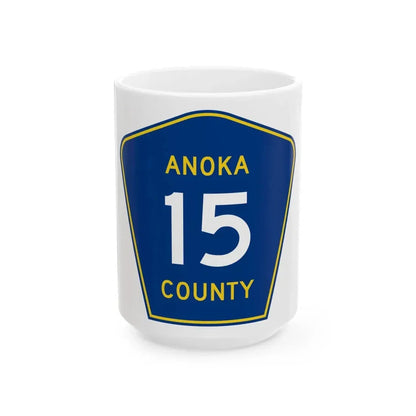 Anoka County 15 (Minnesota) (Road Sign) White Coffee Mug 15oz - Go Mug Yourself