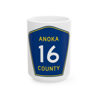 Anoka County 16 (Minnesota) (Road Sign) White Coffee Mug 15oz - Go Mug Yourself