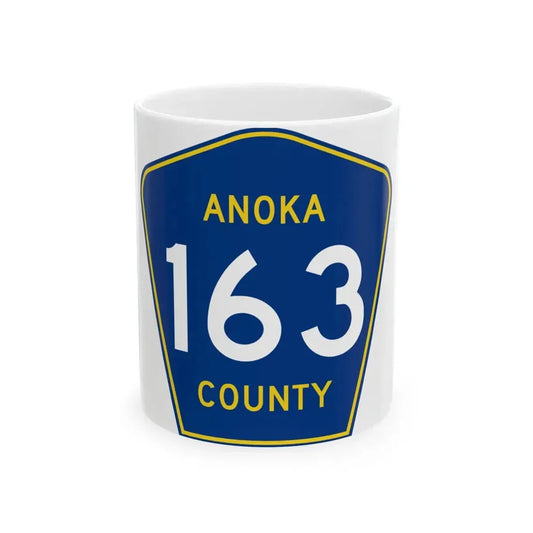 Anoka County 163 (Minnesota) (Road Sign) White Coffee Mug 11oz - Go Mug Yourself