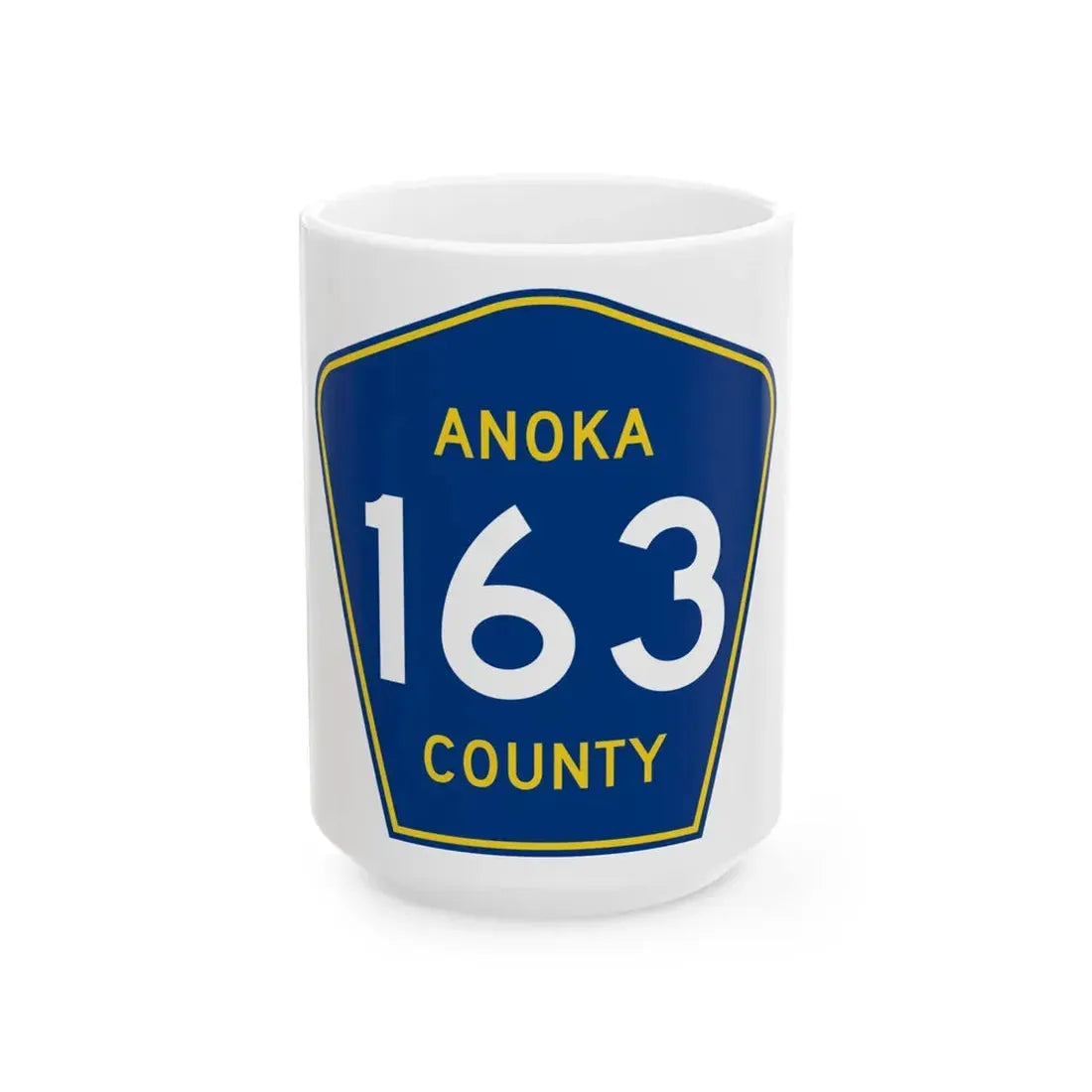 Anoka County 163 (Minnesota) (Road Sign) White Coffee Mug 15oz - Go Mug Yourself