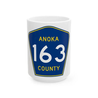Anoka County 163 (Minnesota) (Road Sign) White Coffee Mug 15oz - Go Mug Yourself