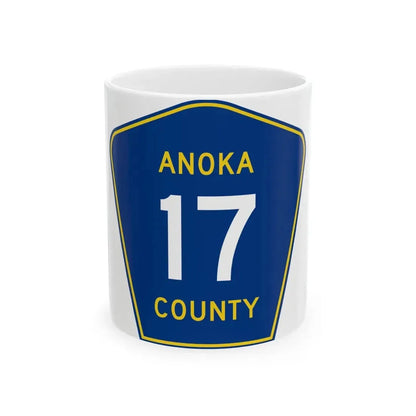 Anoka County 17 (Minnesota) (Road Sign) White Coffee Mug 11oz - Go Mug Yourself