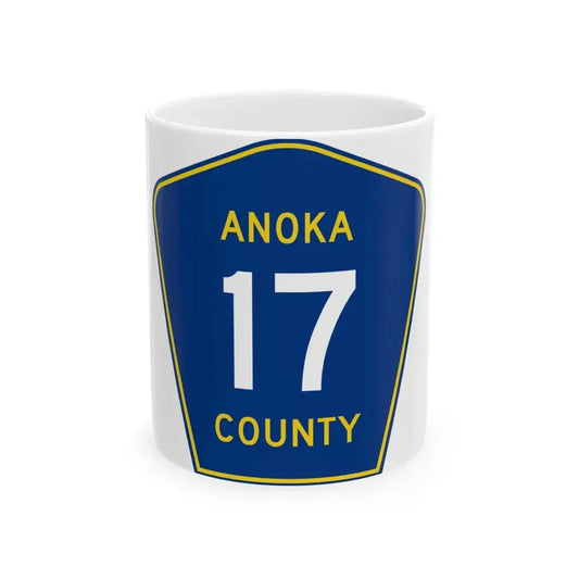 Anoka County 17 (Minnesota) (Road Sign) White Coffee Mug 11oz - Go Mug Yourself