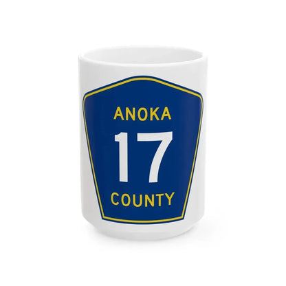 Anoka County 17 (Minnesota) (Road Sign) White Coffee Mug 15oz - Go Mug Yourself