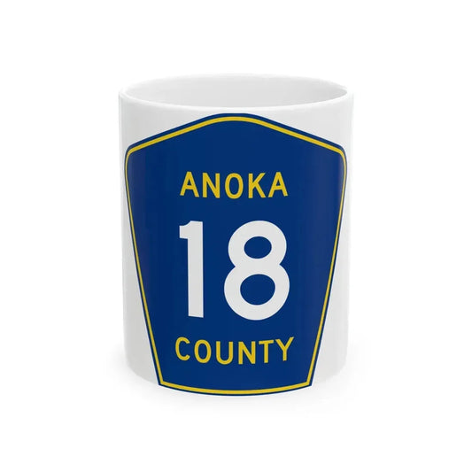Anoka County 18 (Minnesota) (Road Sign) White Coffee Mug 11oz - Go Mug Yourself