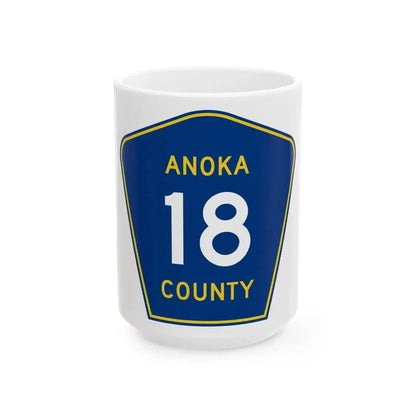 Anoka County 18 (Minnesota) (Road Sign) White Coffee Mug 15oz - Go Mug Yourself