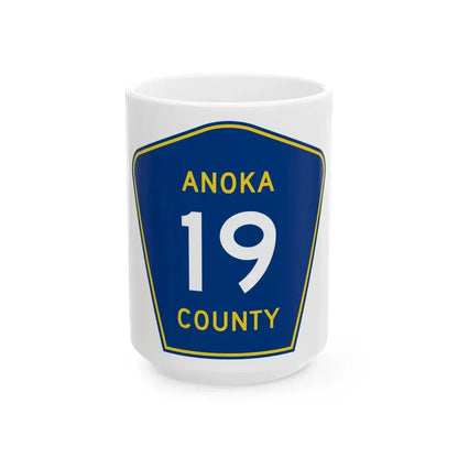 Anoka County 19 (Minnesota) (Road Sign) White Coffee Mug 15oz - Go Mug Yourself