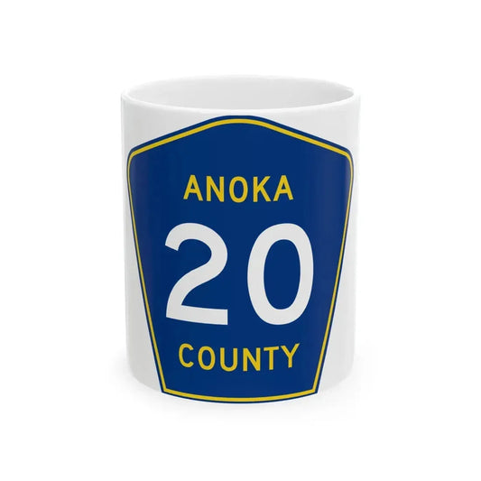 Anoka County 20 (Minnesota) (Road Sign) White Coffee Mug 11oz - Go Mug Yourself