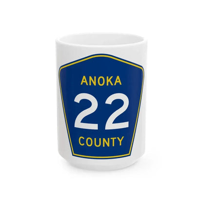 Anoka County 22 (Minnesota) (Road Sign) White Coffee Mug 15oz - Go Mug Yourself