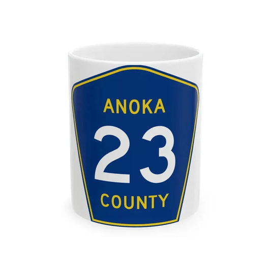 Anoka County 23 (Minnesota) (Road Sign) White Coffee Mug 11oz - Go Mug Yourself