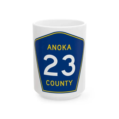 Anoka County 23 (Minnesota) (Road Sign) White Coffee Mug 15oz - Go Mug Yourself