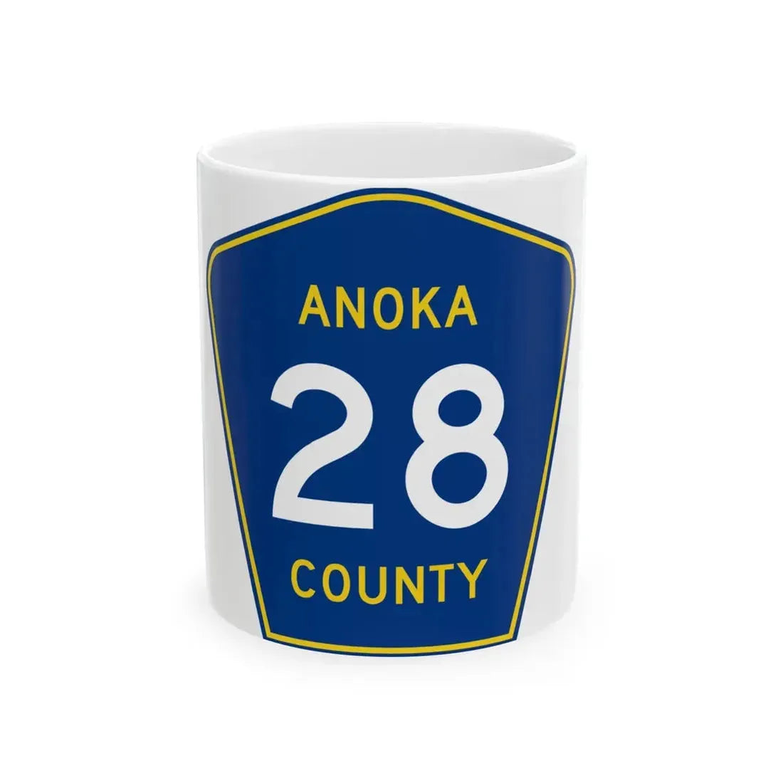 Anoka County 28 (Minnesota) (Road Sign) White Coffee Mug 11oz - Go Mug Yourself