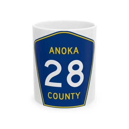 Anoka County 28 (Minnesota) (Road Sign) White Coffee Mug 11oz - Go Mug Yourself