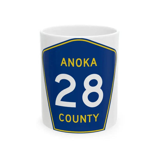 Anoka County 28 (Minnesota) (Road Sign) White Coffee Mug 11oz - Go Mug Yourself