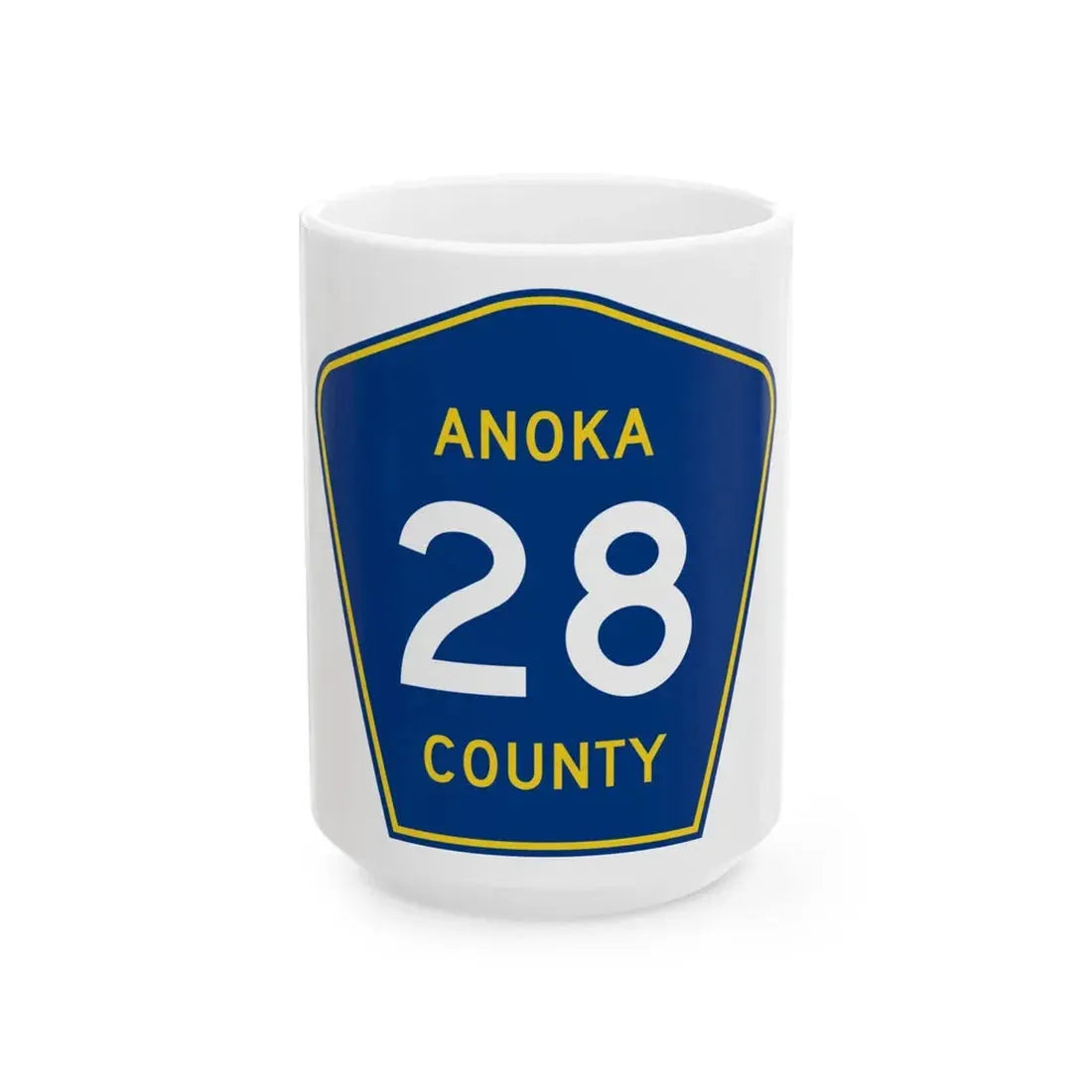Anoka County 28 (Minnesota) (Road Sign) White Coffee Mug 15oz - Go Mug Yourself