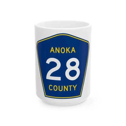 Anoka County 28 (Minnesota) (Road Sign) White Coffee Mug 15oz - Go Mug Yourself