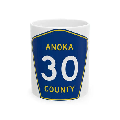 Anoka County 30 (Minnesota) (Road Sign) White Coffee Mug 11oz - Go Mug Yourself
