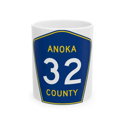 Anoka County 32 (Minnesota) (Road Sign) White Coffee Mug 11oz - Go Mug Yourself