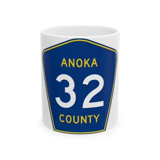 Anoka County 32 (Minnesota) (Road Sign) White Coffee Mug 11oz - Go Mug Yourself