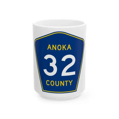 Anoka County 32 (Minnesota) (Road Sign) White Coffee Mug 15oz - Go Mug Yourself