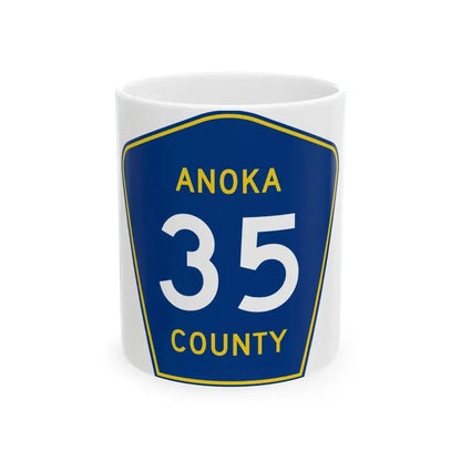 Anoka County 35 (Minnesota) (Road Sign) White Coffee Mug 11oz - Go Mug Yourself
