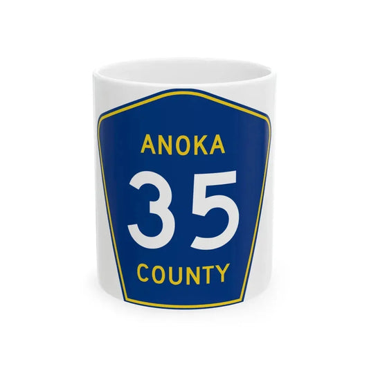 Anoka County 35 (Minnesota) (Road Sign) White Coffee Mug 11oz - Go Mug Yourself