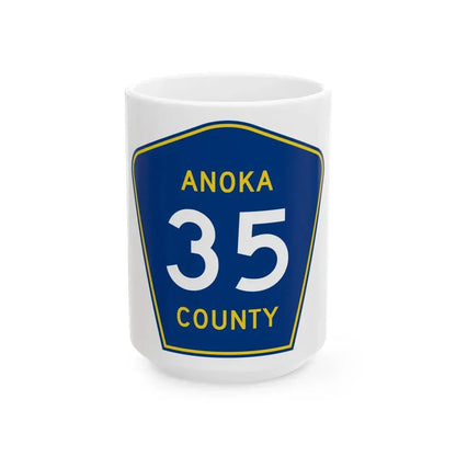 Anoka County 35 (Minnesota) (Road Sign) White Coffee Mug 15oz - Go Mug Yourself