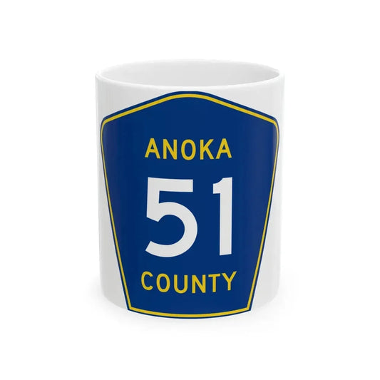 Anoka County 51 (Minnesota) (Road Sign) White Coffee Mug 11oz - Go Mug Yourself