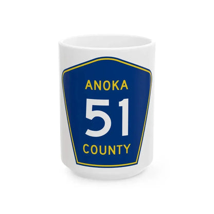 Anoka County 51 (Minnesota) (Road Sign) White Coffee Mug 15oz - Go Mug Yourself